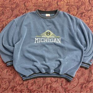 90s Michigan Wolverines University Boxy Crewneck Sweater